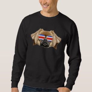 Costa Rica Flag Tibetan Spaniel Dog Tico Pocket Sweatshirt