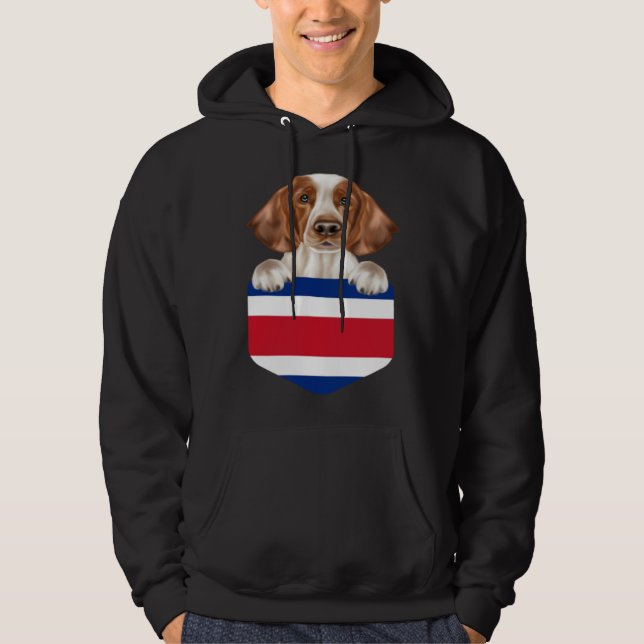 Costa Rica Flag Welsh Springer Spaniel Dog In Pock Hoodie (Front)