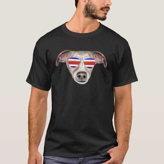Costa Rica Flag Whippet Dog Tico Pocket T-Shirt (Front)
