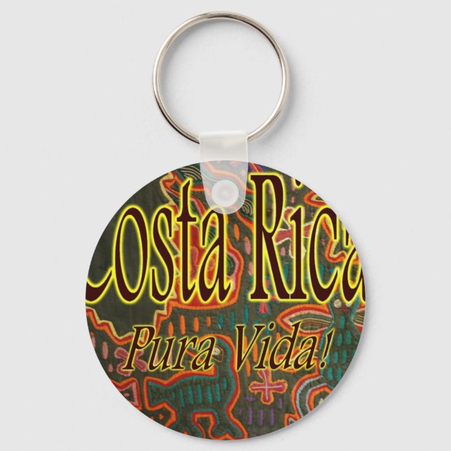 Costa Rica Folk Art Pura Vida Key Ring (Front)