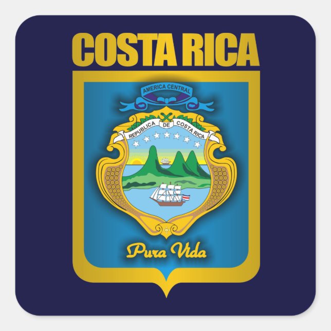 "Costa Rica Gold" Gift Ideas Square Sticker (Front)