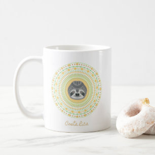 Costa Rica Gold Mandala Sloth Coffee Mug