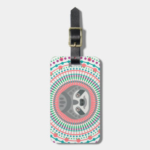 Costa Rica Green Sloth Mandala Luggage Tag