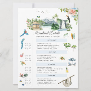 Costa Rica Illustrated Wedding Weekend Invitation