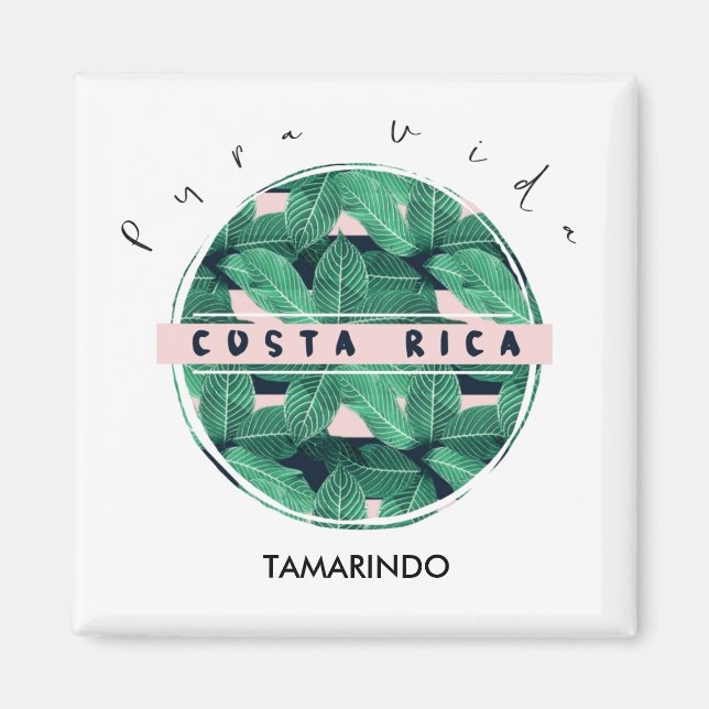 Costa Rica Jungle Leaf Pura Vida Souvenir Magnet (Front)