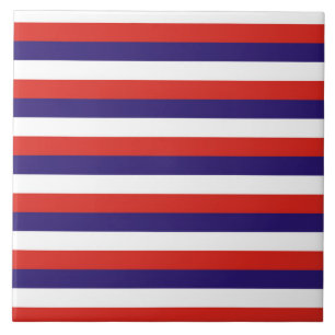 Costa Rica laos flag stripes blue red white patter Ceramic Tile