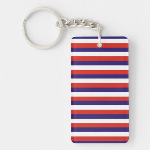 Costa Rica laos flag stripes blue red white patter Key Ring