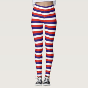 Costa Rica laos flag stripes blue red white patter Leggings