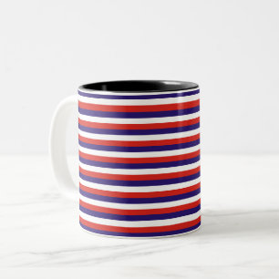 Costa Rica laos flag stripes blue red white patter Two-Tone Coffee Mug