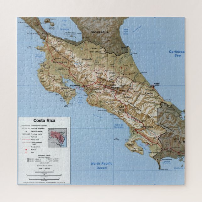 Costa Rica Map (1991) Jigsaw Puzzle (Vertical)