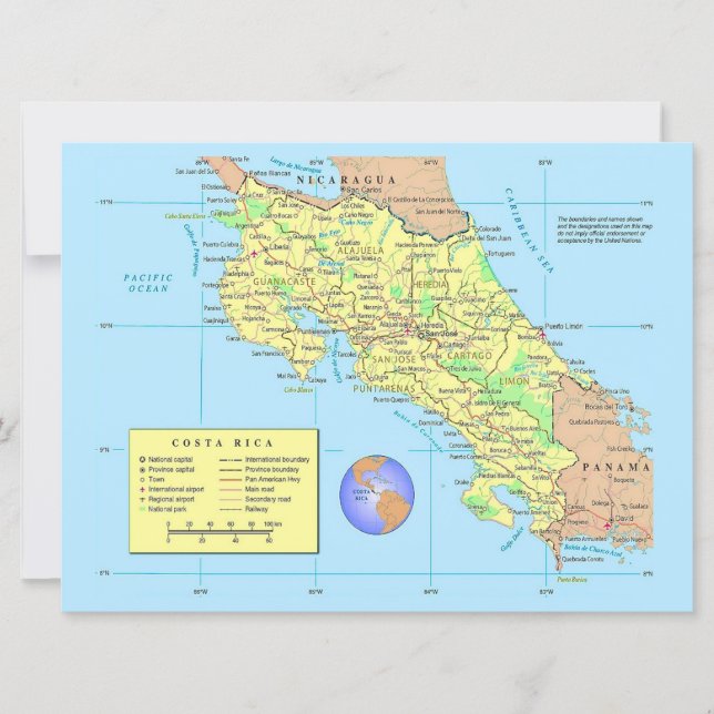 COSTA RICA Map Card (Front)