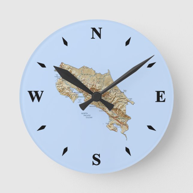 Costa Rica Map Clock (Front)