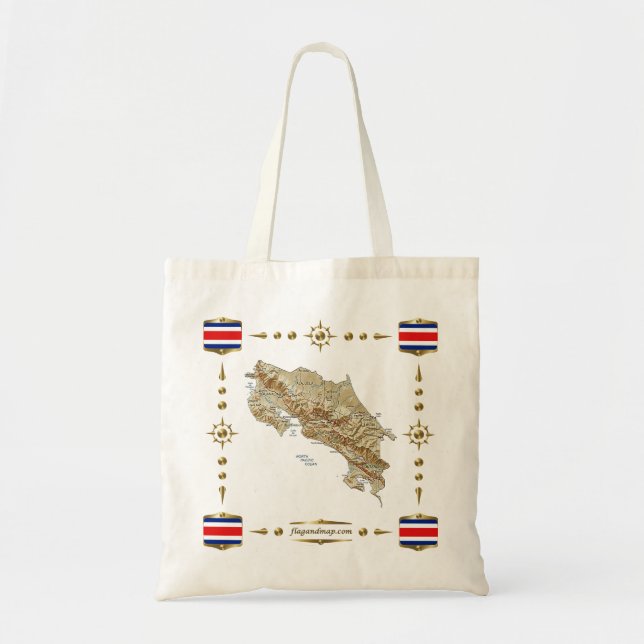 Costa Rica Map + Flags Bag (Front)
