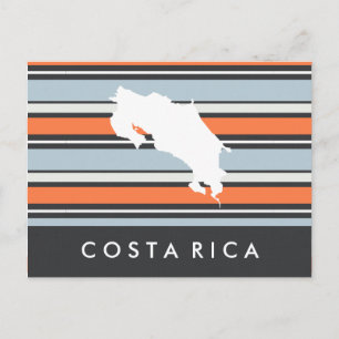Costa Rica Map: Modern Stripes Postcard