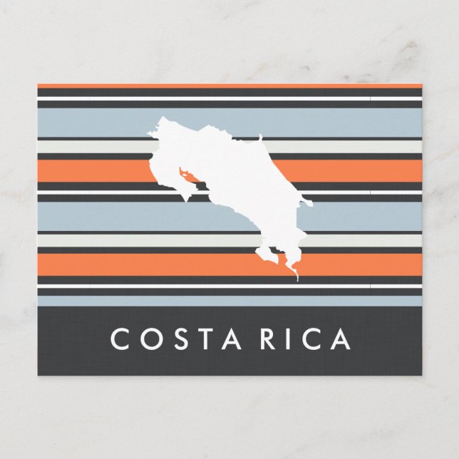 Costa Rica Map: Modern Stripes Postcard (Front)