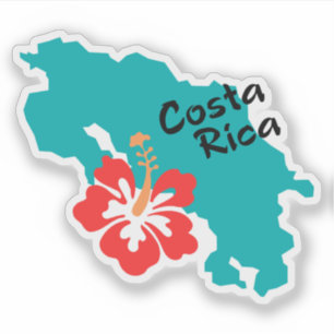 Costa Rica map outline with hibiscus flower