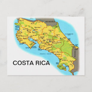 COSTA RICA Map Postcard