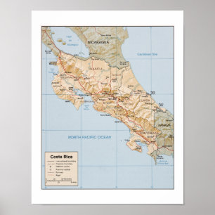 Costa Rica map Poster