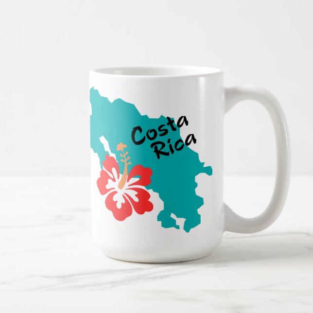 Costa Rica map with hibiscus Coffee Mug (Right)