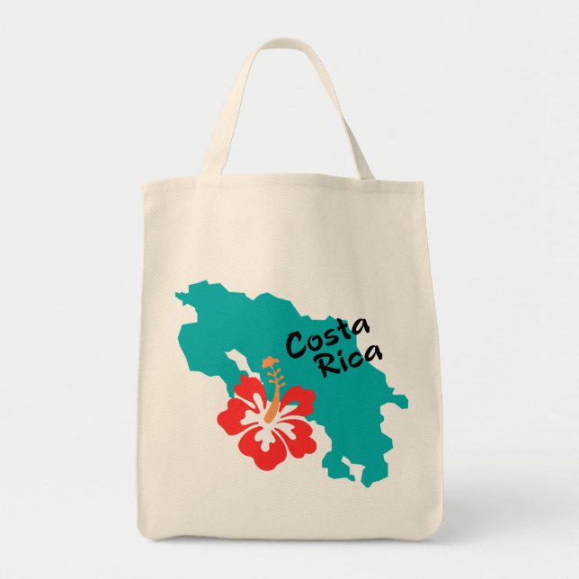 Costa Rica map with hibiscus Tote Bag (Front)