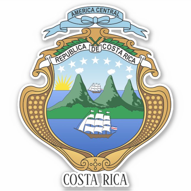 Costa Rica National Coat Of Arms Patriotic (Front)