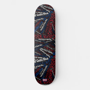 Costa Rica National Pride Wordcloud Skateboard