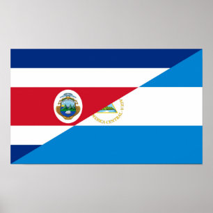 costa rica nicaragua half flag symbol poster