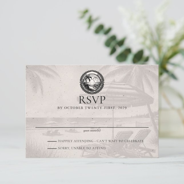 Costa Rica Passport Wedding RSVP Card (Standing Front)