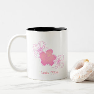Costa Rica Pink Flowers Souvenir Coffee Two-Tone Coffee Mug
