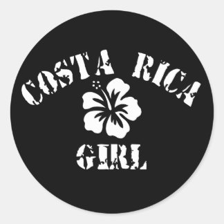 Costa Rica Pink Girl Classic Round Sticker