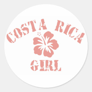 Costa Rica Pink Girl Classic Round Sticker