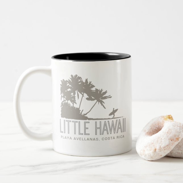 Costa Rica Playa Avellanas Little Hawaii Surfers T Two-Tone Coffee Mug (With Donut)