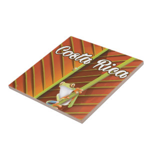 Costa Rica Poison frog travel poster Ceramic Tile