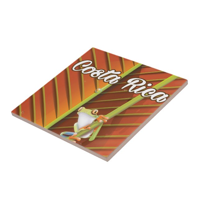 Costa Rica Poison frog travel poster Ceramic Tile (Side)