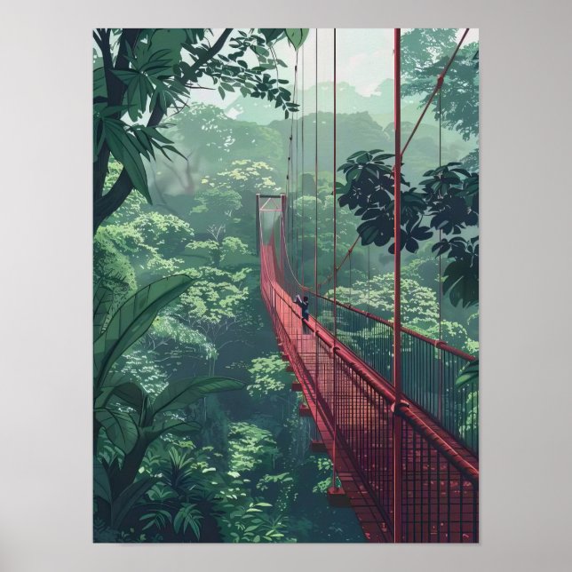 Costa Rica Print Costa Rica Illustration Rainfores (Front)