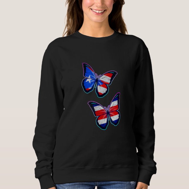 Costa Rica Puerto Rico bicultural roots Butterfly  Sweatshirt (Front)