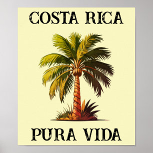 Costa Rica pura vida palm tree poster