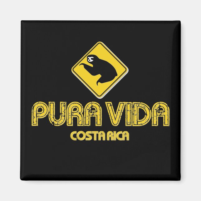 Costa Rica Pura Vida Sloth Crossing Magnet (Front)