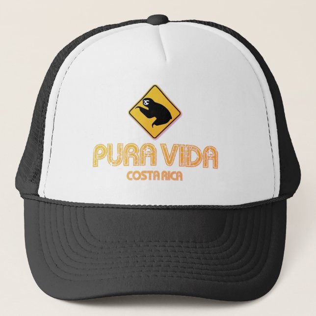 Costa Rica Pura Vida Sloth Trucker Hat (Front)