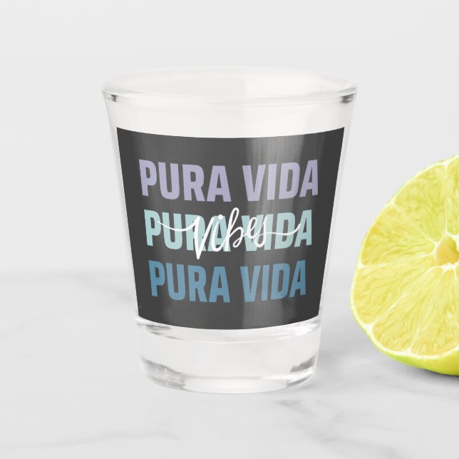 Costa Rica Pura Vida Vibes Souvenir Shot Glass (Front)