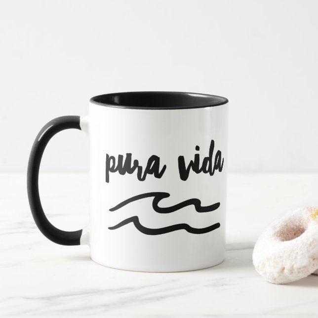 Costa Rica Pura Vida Wave Souvenir Mug (With Donut)