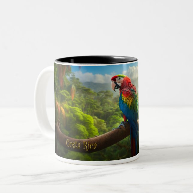 Costa Rica Rainforest - Wild Parrot  Coffee Mug (Front Left)
