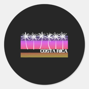 Costa Rica Retro Style Beach Island Vintage Sunset Classic Round Sticker