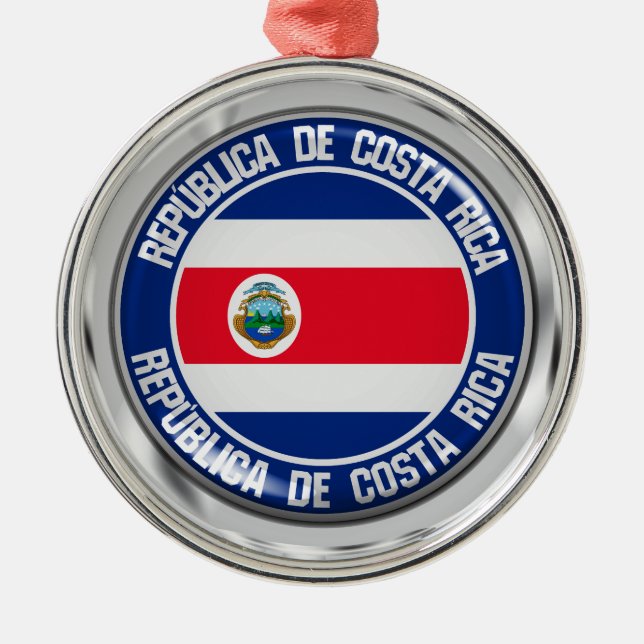 Costa Rica Round Emblem Metal Ornament (Front)