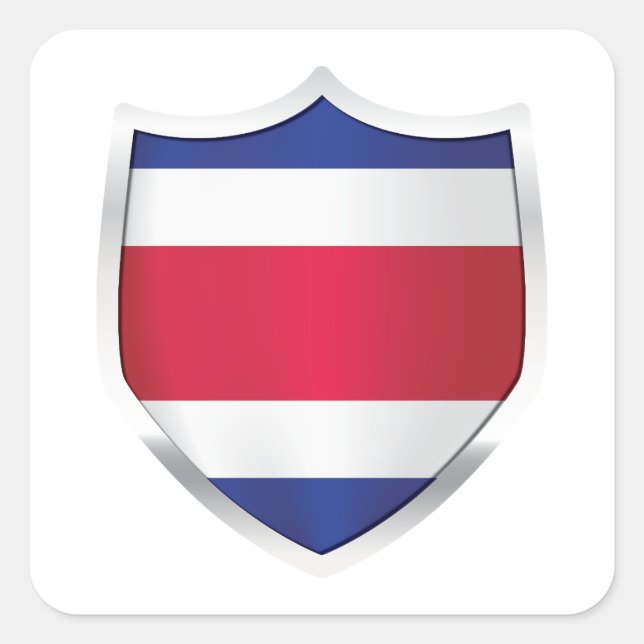 Costa Rica Silver Shield Flag Square Sticker (Front)