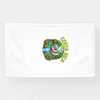 Costa Rica Sloth - Tropical Rainforest Waterfall T Banner