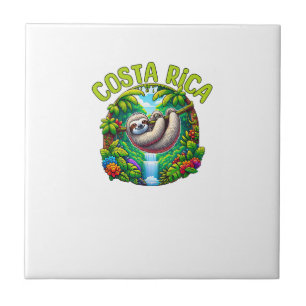 Costa Rica Sloth - Tropical Rainforest Waterfall T Ceramic Tile