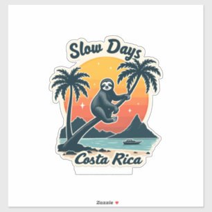 Costa Rica Sloth Vintage Sunset Travel Vector Shir