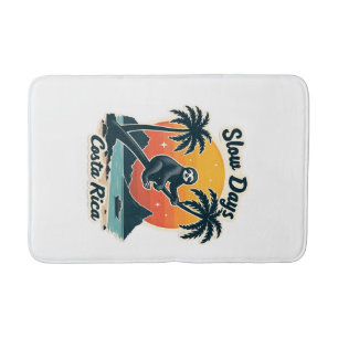 Costa Rica Sloth Vintage Sunset Travel Vector Shir Bath Mat