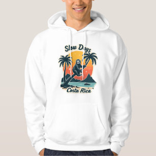 Costa Rica Sloth Vintage Sunset Travel Vector Shir Hoodie